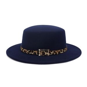 Navy Blue Unisex Flat head Boater hat